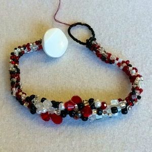 FINAL SALE PRICE CL Designs Crocheted Red/Black/White Bracelet